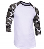 Men's Casual 3/4 Sleeve Baseball Tshirt Raglan Jersey Shirt Light Camo Small