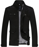 Lega Mens Cotton Classic Pea Coat Spring & Fall & Winter Ourdoor Jacket(Black/US Medium/Asia 3XL)