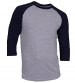 Men's Casual 3/4 Sleeve Baseball Tshirt Raglan Jersey Shirt H Gray/N Blue Small