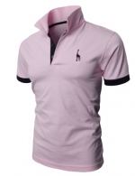 H2H Mens Fine Cotton Giraffe Polo Shirts of Various Colors PINK US XS/Asia M (JDSK36)