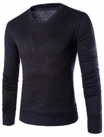 Generic Mens V Neck Long sleeve Knit Jumper Sweater Various styles Black XS