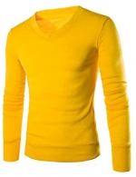 Generic Mens V Neck Long sleeve Knit Jumper Sweater Various styles Yellow XS