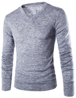 Generic Mens V Neck Long sleeve Knit Jumper Sweater Various styles Light Grey XS