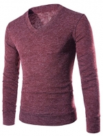 Generic Mens V Neck Long sleeve Knit Jumper Sweater Various styles Wine Red XS
