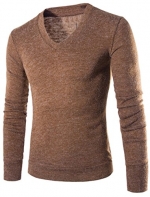 Generic Mens V Neck Long sleeve Knit Jumper Sweater Various styles Coffee XS