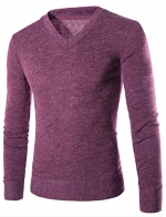 Generic Mens V Neck Long sleeve Knit Jumper Sweater Various styles Purple XS