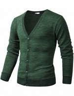 HARRISON83 Mens Slim Fit V-Neck Button Up Cardigan Sweater /NS1088-KHAKI-XS