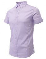 FLATSEVEN Mens Slim Fit Basic Dress Shirts Short Sleeve Violet, XS