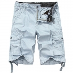 OCHENTA Men's Cotton Casual Multi Pockets Cargo Shorts #3231 grey 29