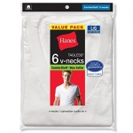 Hanes Men's 6Pack White V-Neck Tagless 100% Cotton Undershirts T-Shirts 2XL