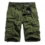 Men's Cotton Casual Multi Pockets Cargo Shorts #3231 Army green 29