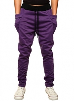 HEMOON Men's Jogging Pants Tracksuit Bottoms Training Running Trousers Purple XS