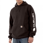 Carhartt Men's Signature Sleeve Logo Midweight Sweatshirt Hooded,Dark Brown,Small