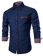 Coofandy Mens Casual Dress Shirt Button Down Shirts,Dark Blue,Small