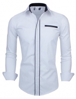 Tom's Ware Mens Premium Casual Inner Contrast Dress Shirt TWNMS310-1-CMS03-WHITE-US S