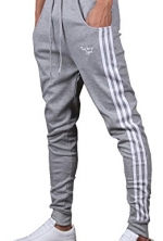 Grazing® Mens Jogging Pants Tracksuit Bottoms Training Running Trousers (M, 110-Light gray)